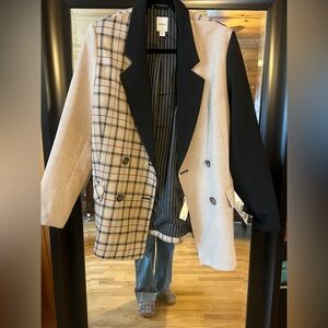 Maeve Black and Beige Plaid Blazer